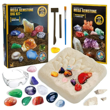 Mega Gemstone Dig Kit – Excavate 15 Real Gemstones & Crystals