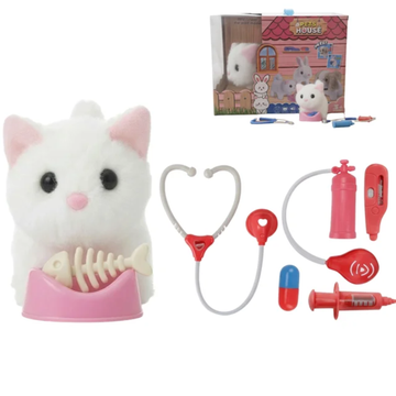 Interactive Doctor Kitten Toy with Medical Instruments
