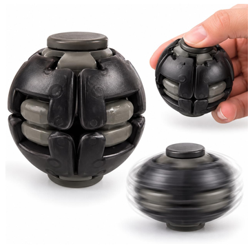 Push & Spin Fidget Ball – Black Sensory Stress Relief Spinning Toy for Kids & Adults
