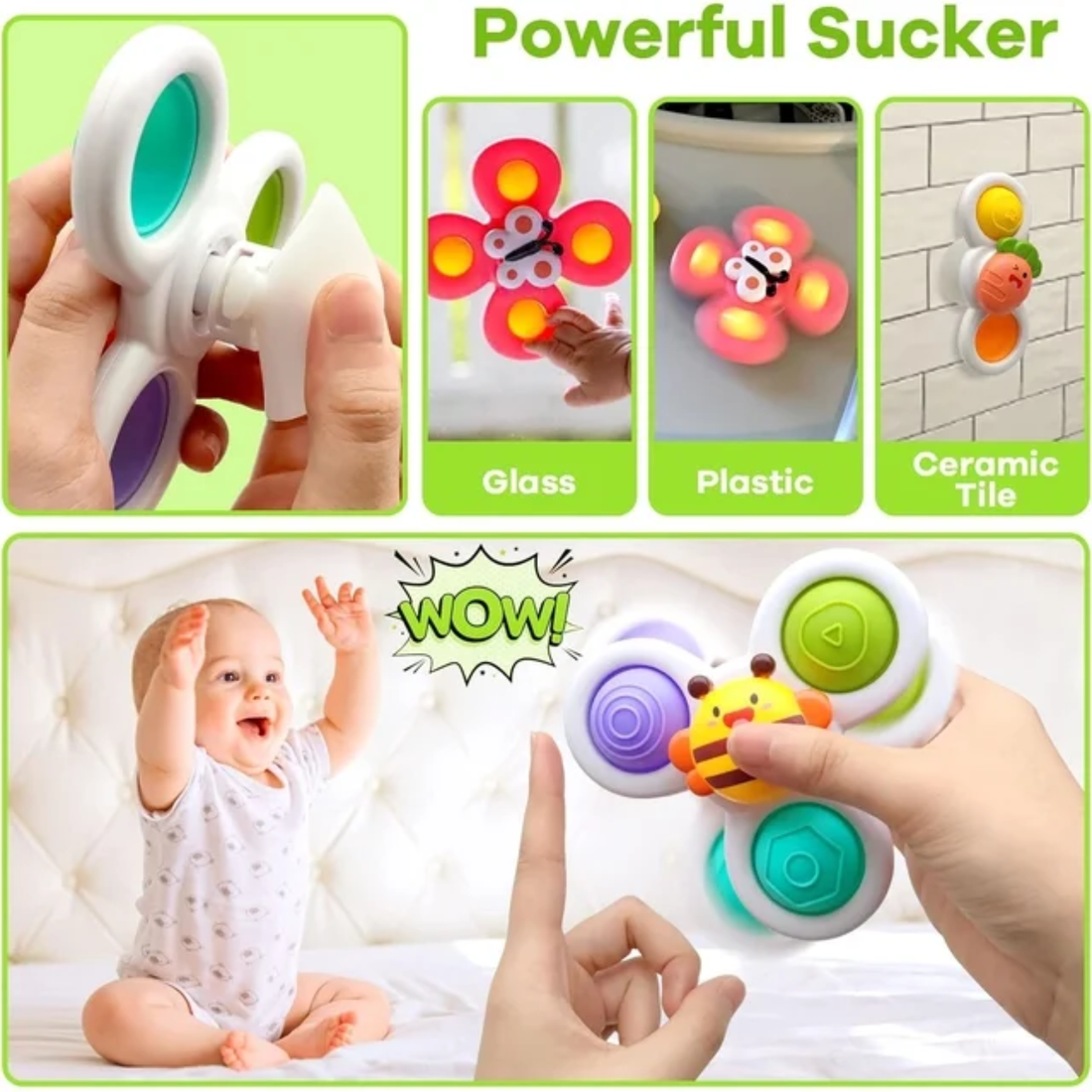 Suction Cup Spinner Toys for Toddlers 1-3 Years Old