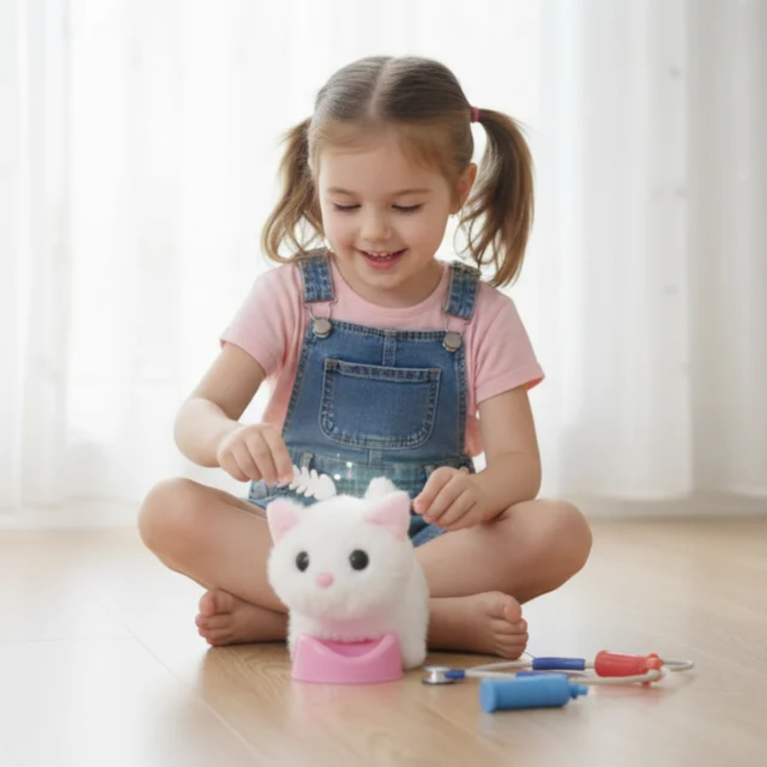 Interactive Doctor Kitten Toy with Medical Instruments