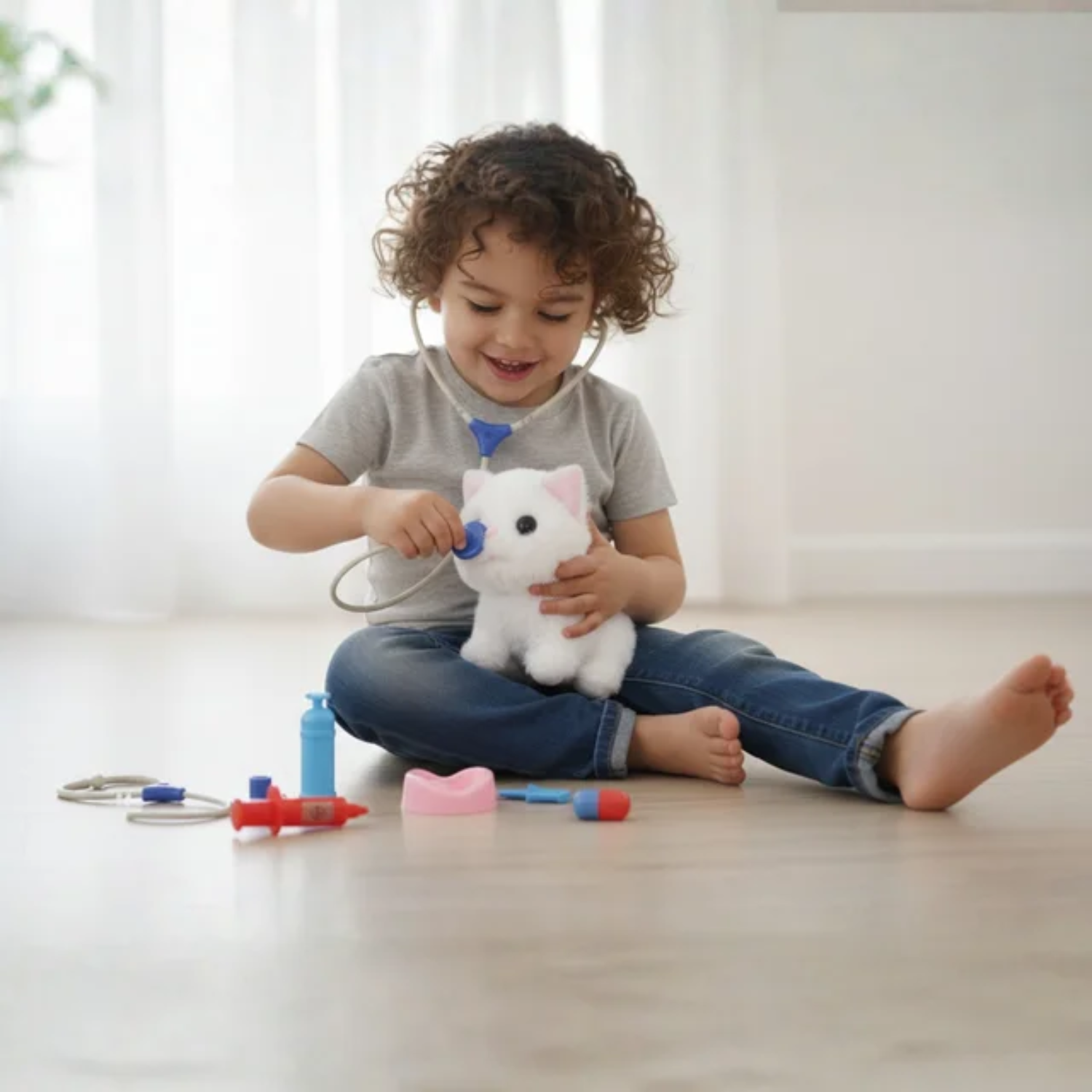 Interactive Doctor Kitten Toy with Medical Instruments