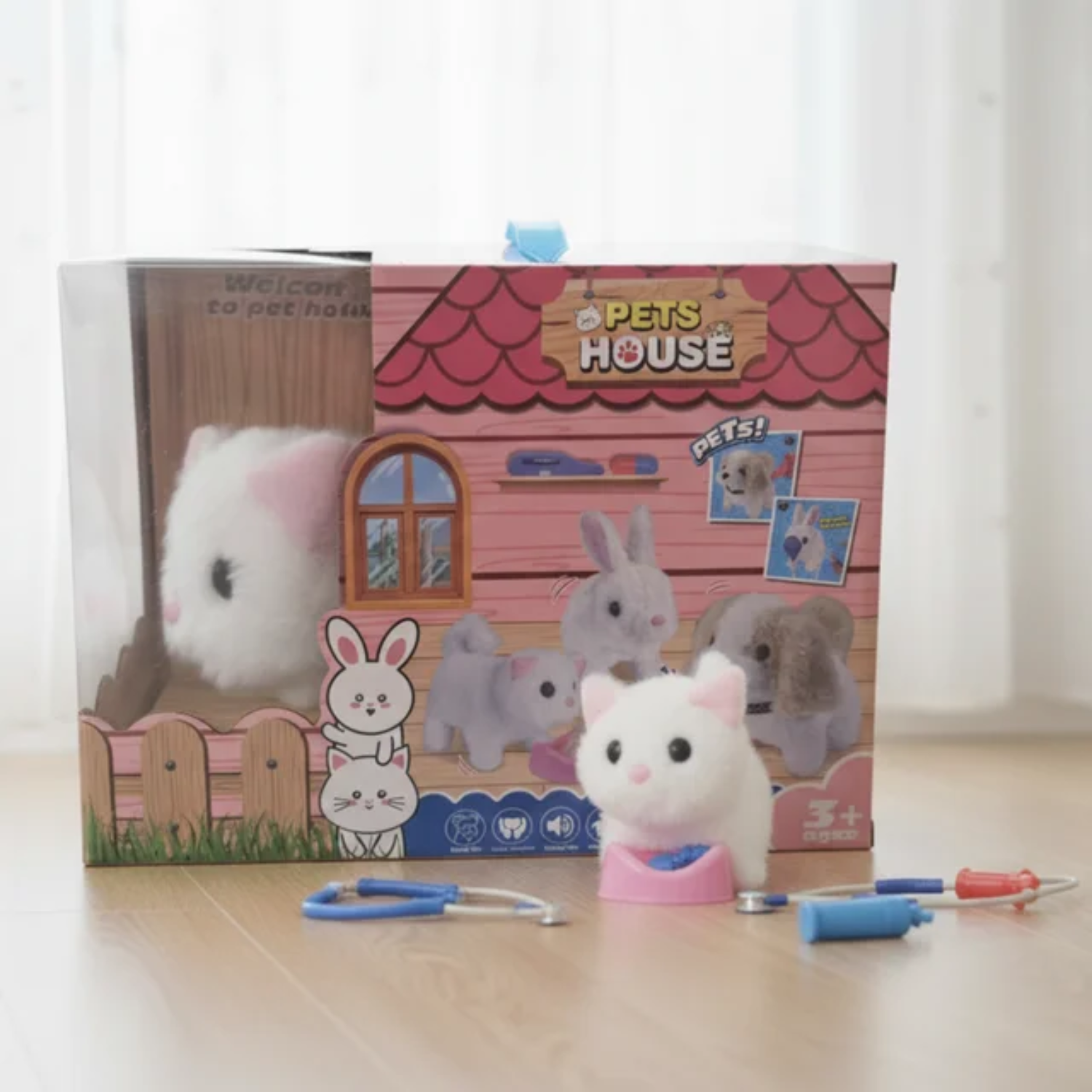 Interactive Doctor Kitten Toy with Medical Instruments