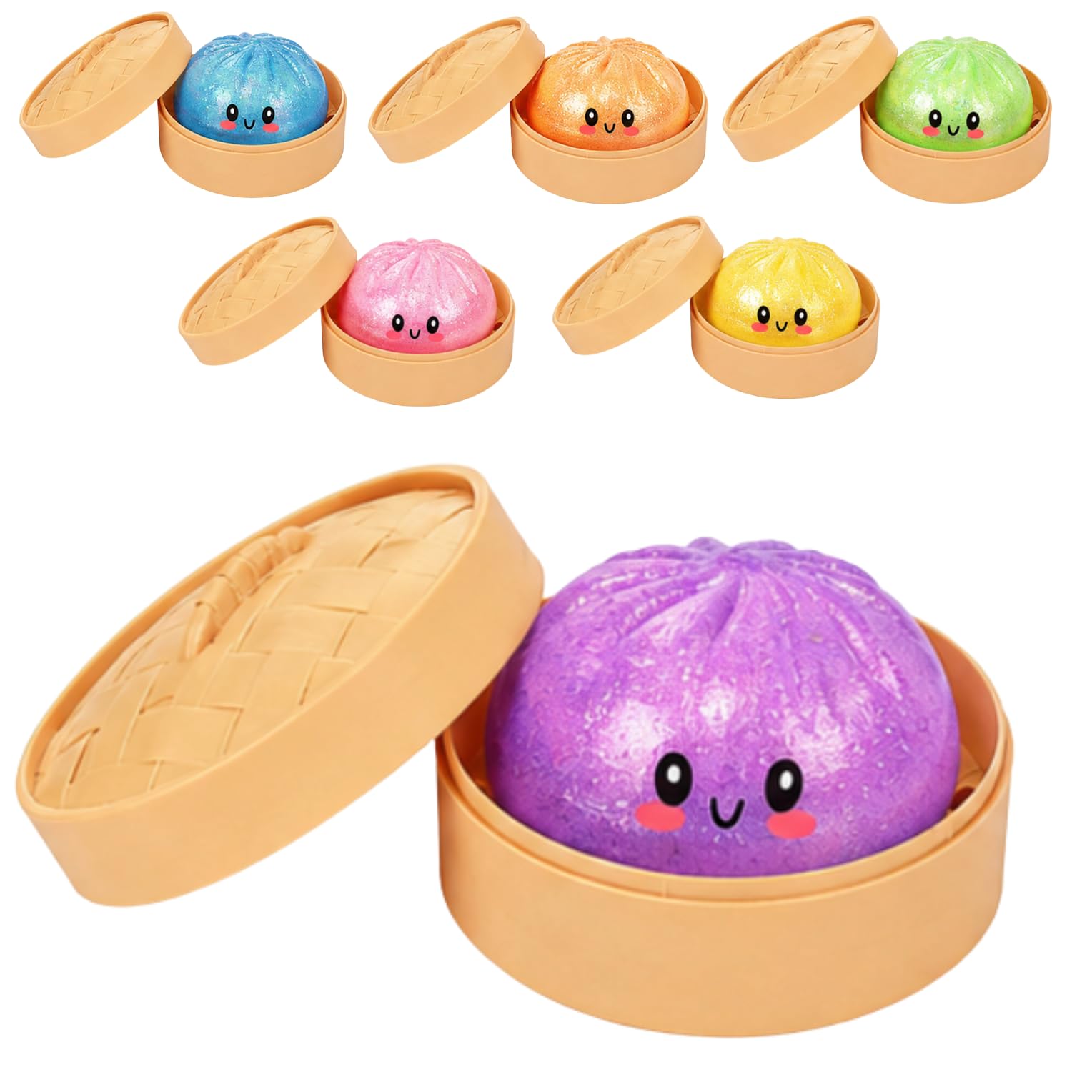 Purple Glitter Cute Dumpling Ball Squishy for Kids