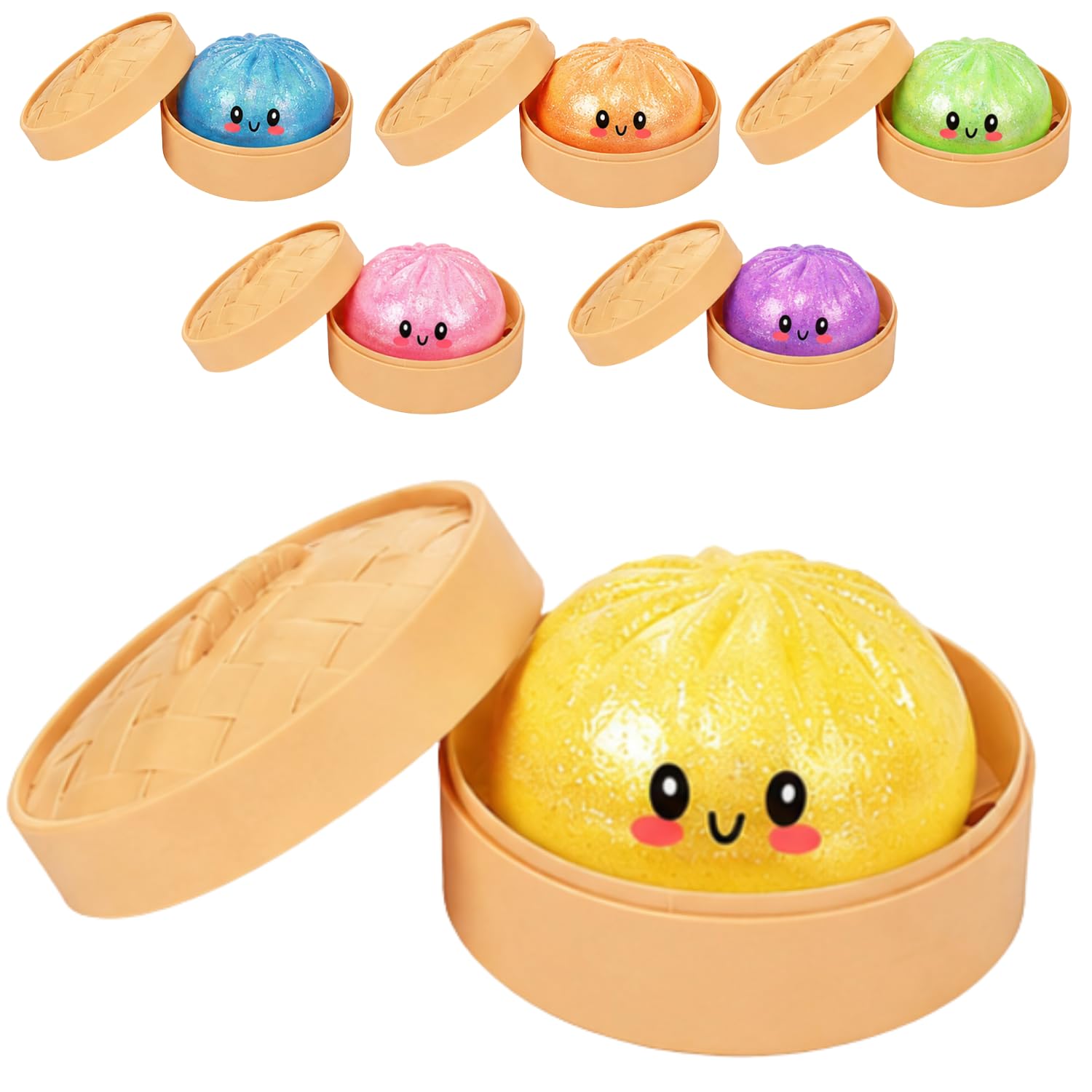 Yellow Glitter Cute Dumpling Ball Squishy for Kids