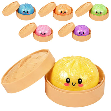 Yellow Glitter Cute Dumpling Ball Squishy for Kids