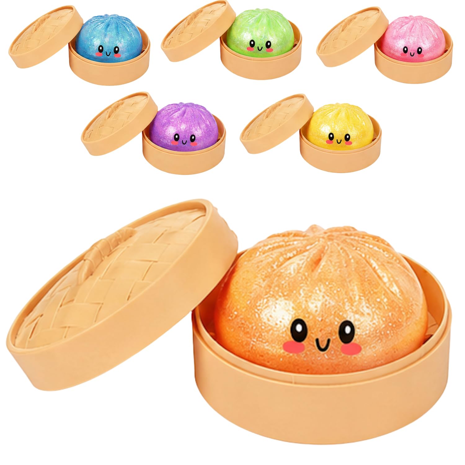 Orange Glitter Cute Dumpling Ball Squishy for Kids