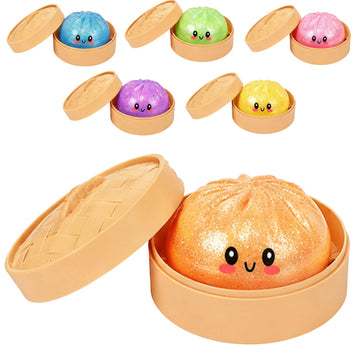 Orange Glitter Cute Dumpling Ball Squishy for Kids