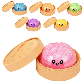Pink Glitter Cute Dumpling Ball Squishy for Kids