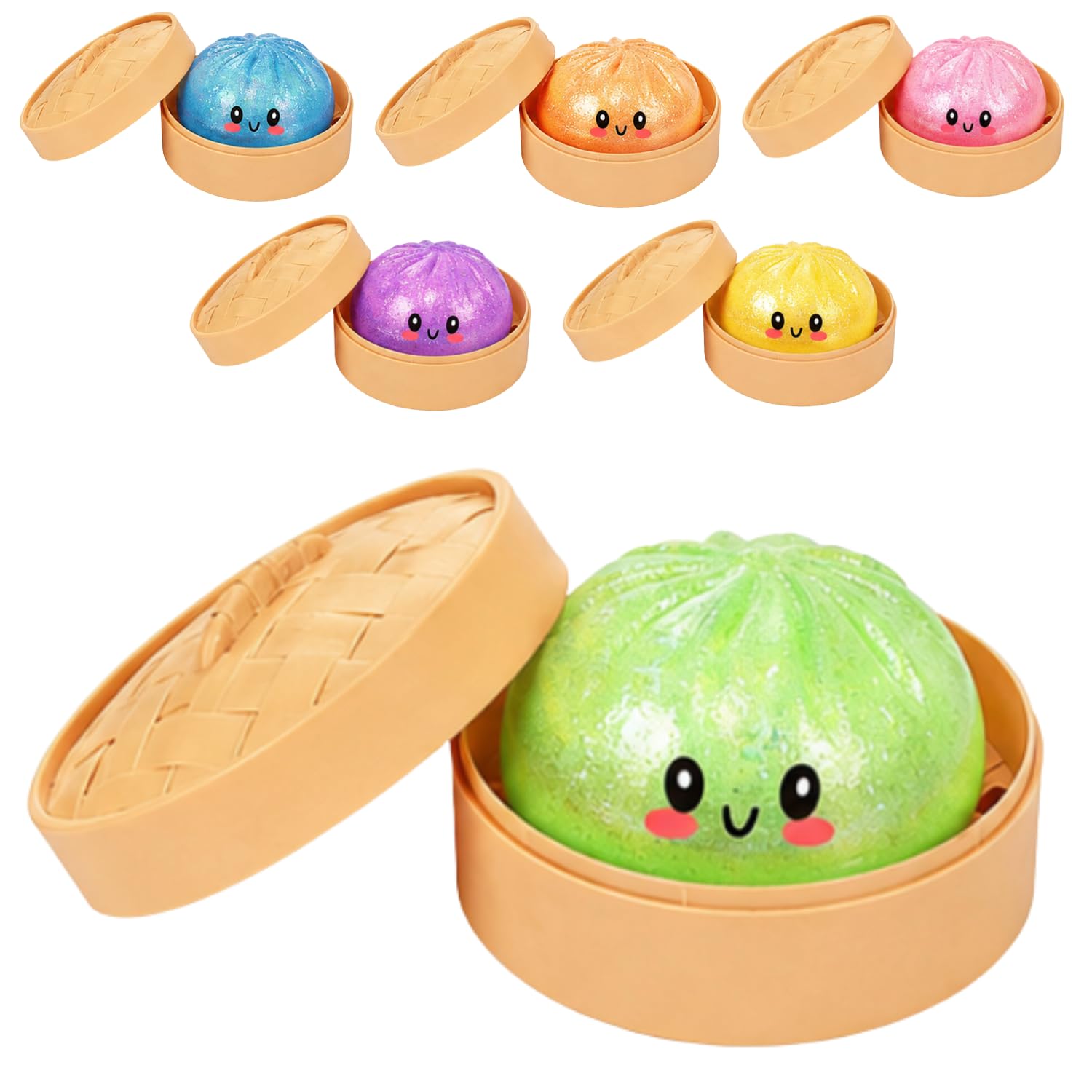 Green Glitter Cute Dumpling Ball Squishy for Kids