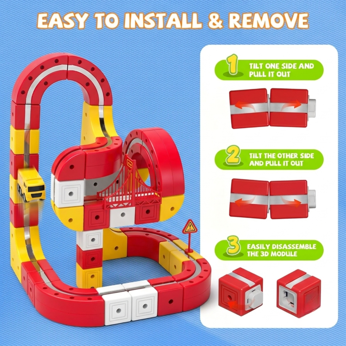 Electric Fire Truck Set for Kids, 115-Piece 3D Infinity Track Railway Toy