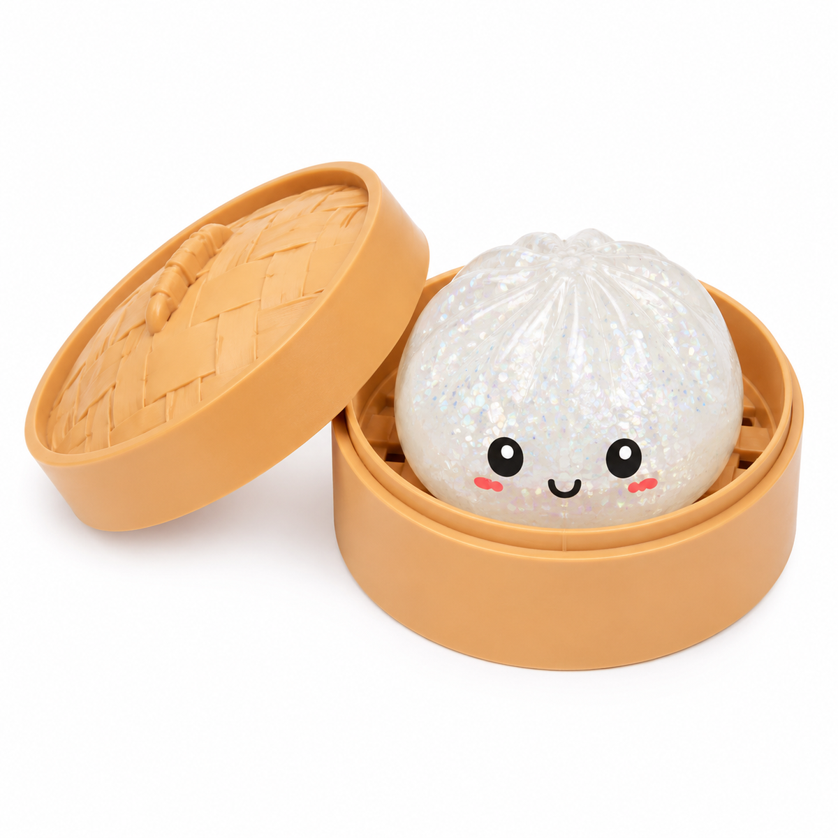 White Glitter Cute Dumpling Ball Squishy for Kids