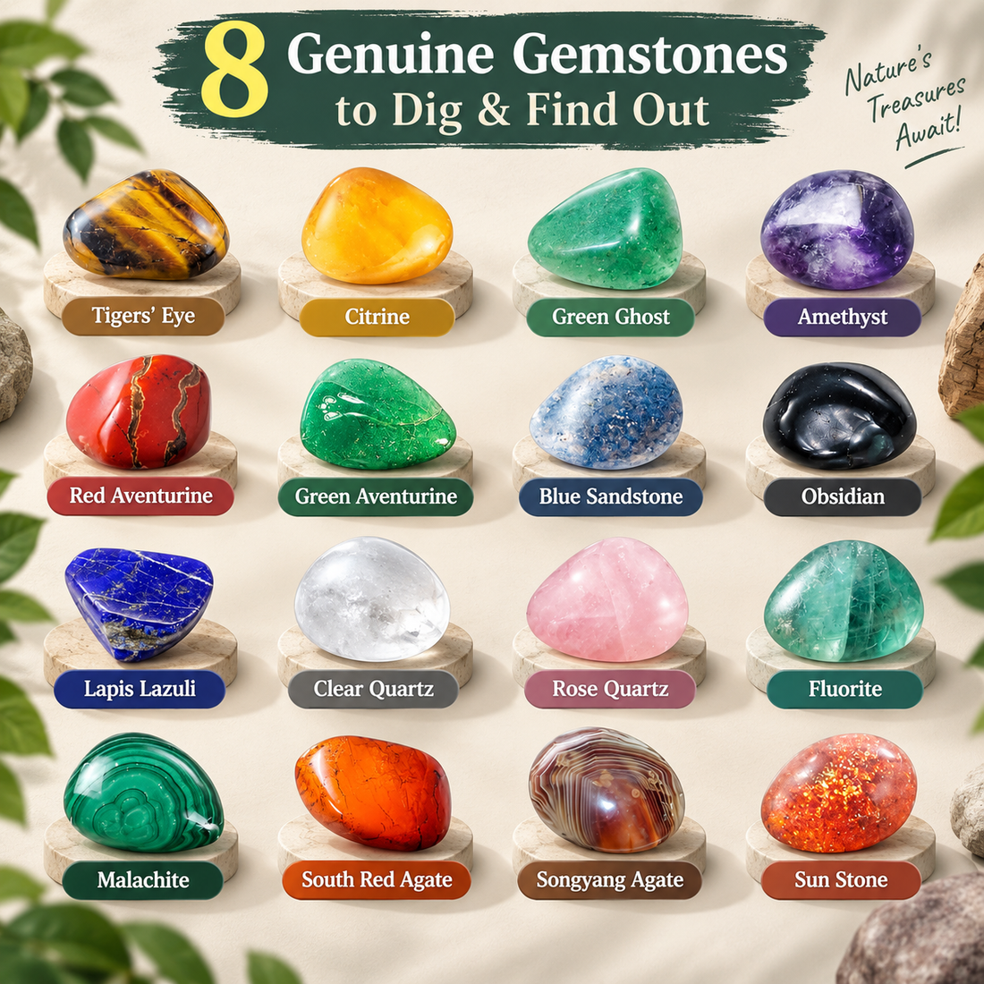 Mega Gemstone Dig Kit for Kids Ages 3+ – STEM Excavation Toy with 15 Real Crystals