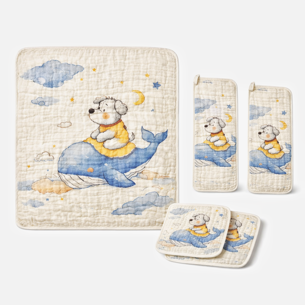 Whimsical Whale Baby Muslin Blanket Set – Soft Quilted Comfort for Newborns & Toddlers