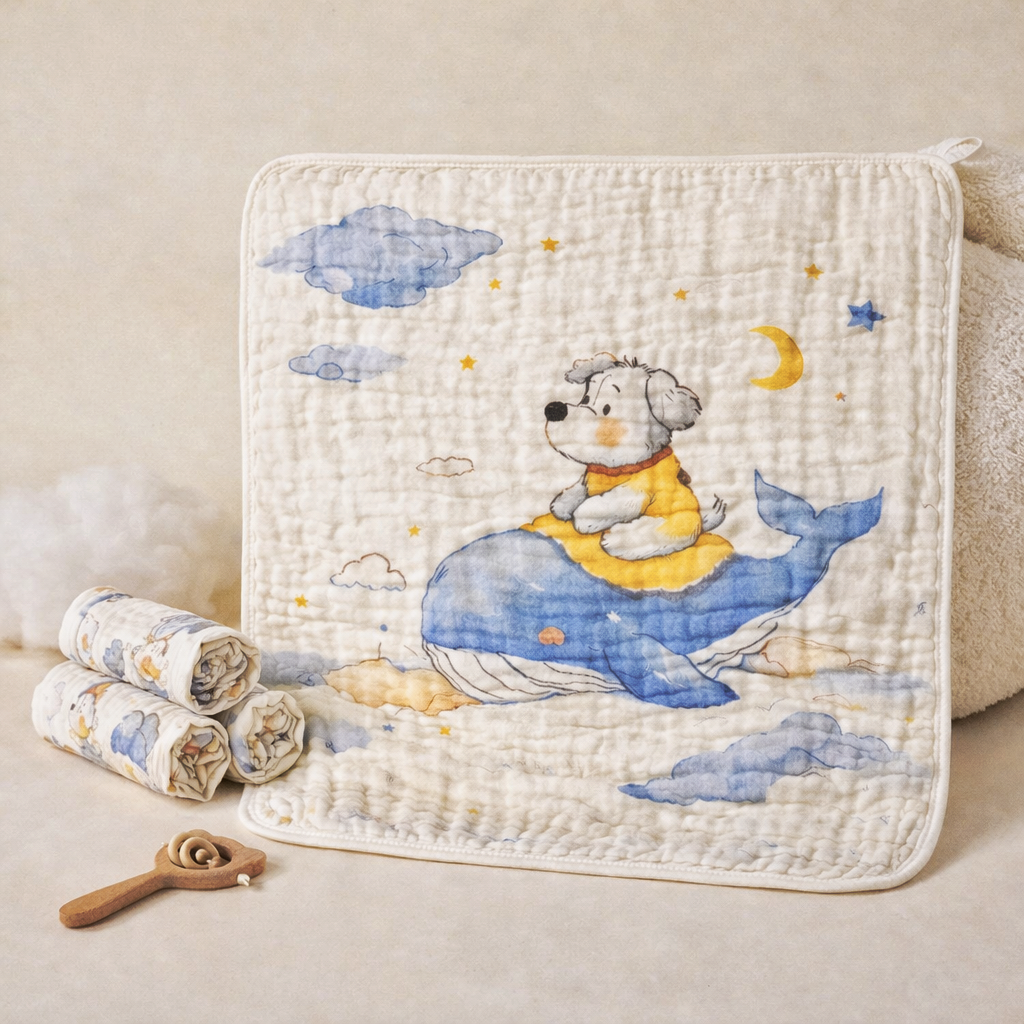 Whimsical Whale Baby Muslin Blanket Set – Soft Quilted Comfort for Newborns & Toddlers
