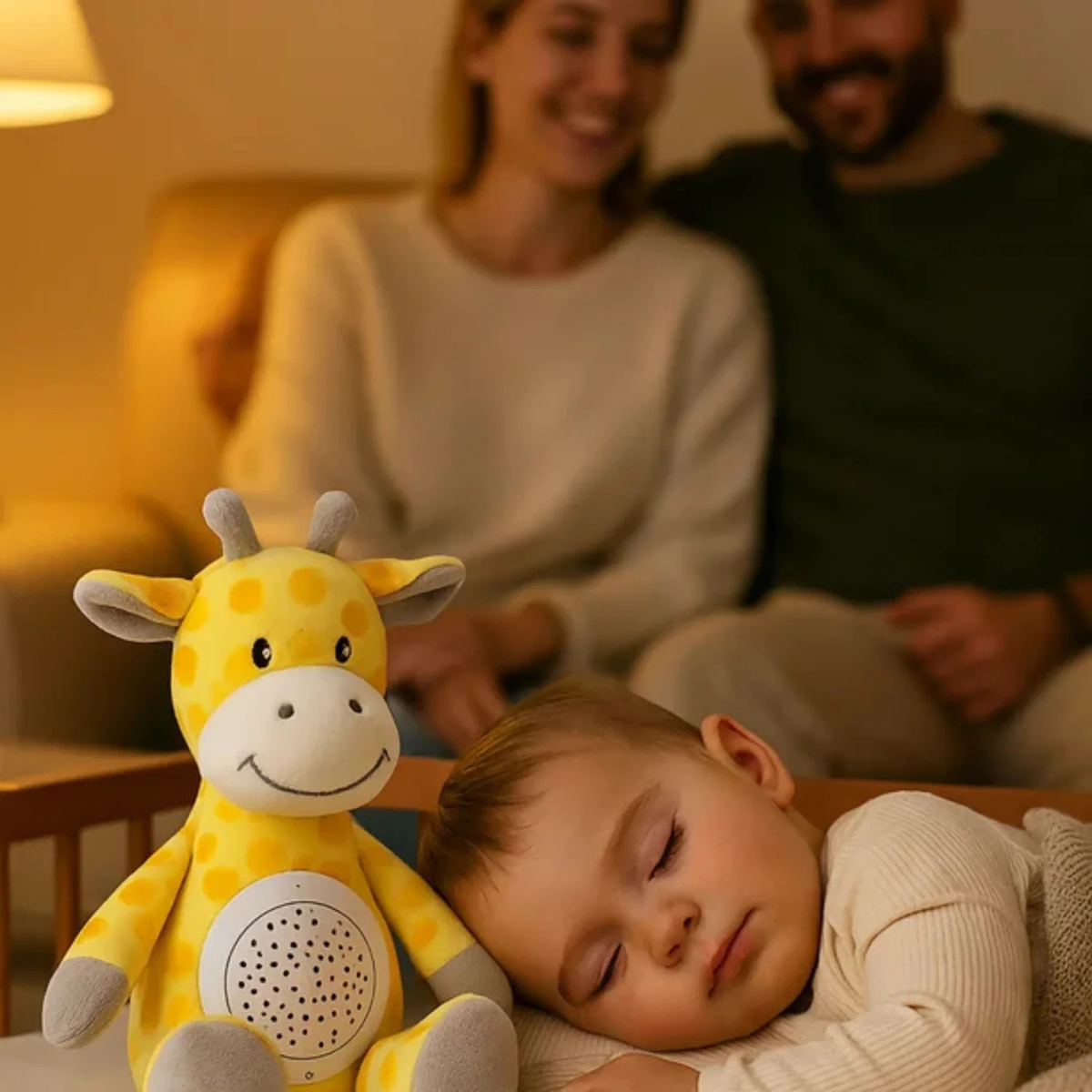 3-in-1 Giraffe Plush Soother Toy for Newborns 0M+ – Star Projector & Soothing Sounds