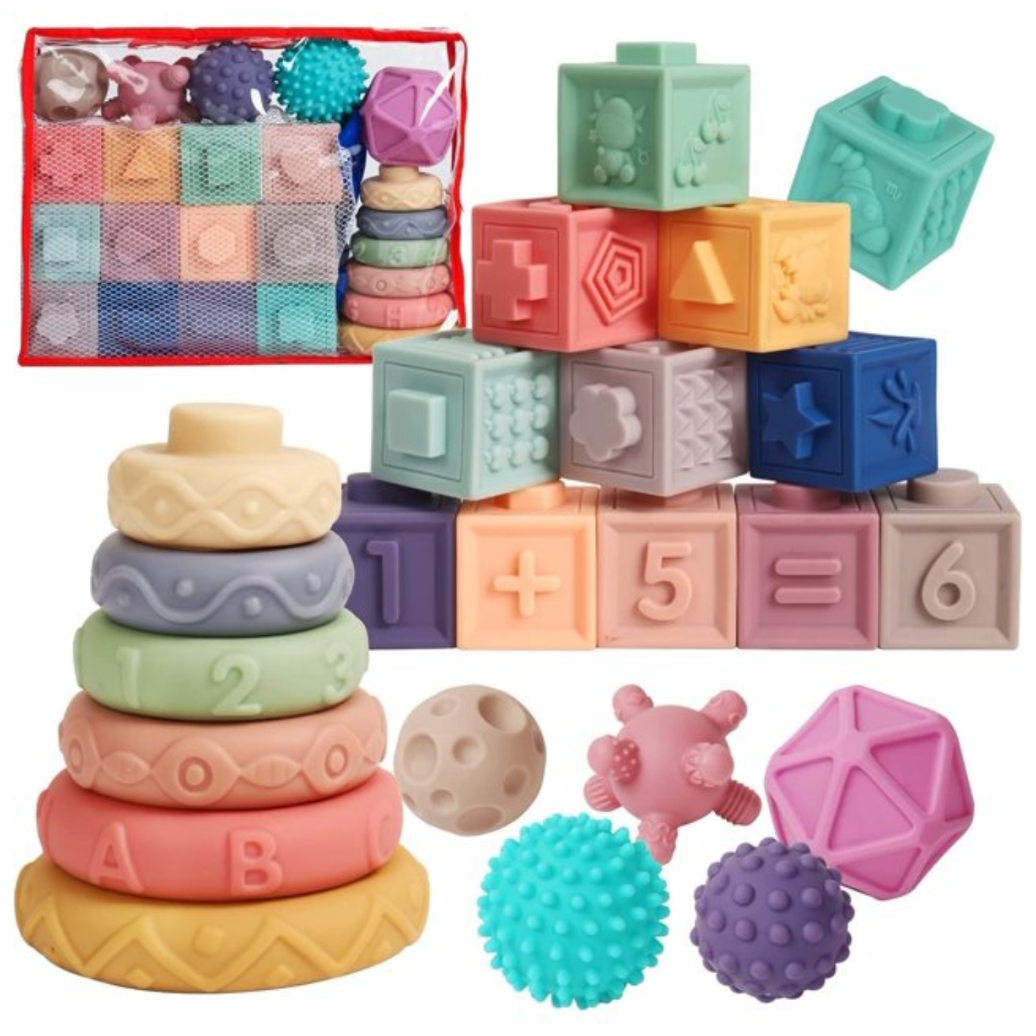 Montessori Blocks Baby Toys 6-12 Months – 23pcs