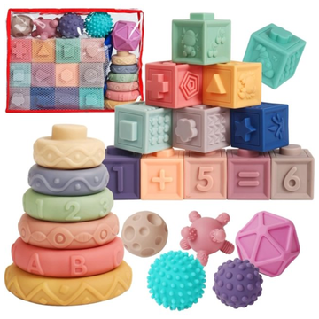 Montessori Blocks Baby Toys 6-12 Months – 23pcs